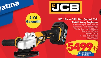 JCB 18V 6.0AH Bez Çantalı Tek Akülü Avuç Taşlama image