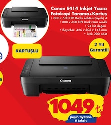 Canon E414 Inkjet Yazıcı Fotokopi Tarama+Kartuş image