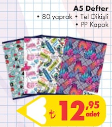 A5 Defter 80 Yaprak Tel Dikişli PP Kapak image