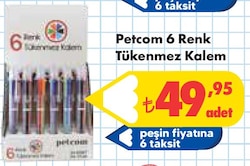 Petcom 6 Renk Tükenmez Kalem image