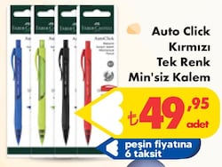 Faber Castell Auto Click Kırmızı Tek Renk Min'siz Kalem image