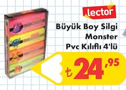 Lector Büyük Boy Silgi Monster Pvc Kılıflı 4'lü image