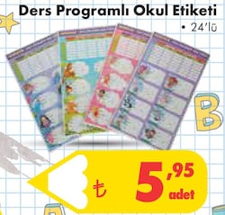 Ders Programlı Okul Etiketi 24'lü image
