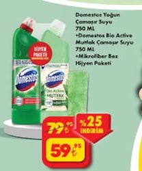 Domestos Yoğun + Bio Active Mutfak Çamaşır Suyu 750 ml + Mikrofiber Bez Hijyen P image