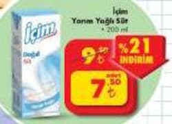 İçim Yarım Yağlı Süt 200 ml image