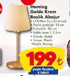 Homing Golde Krem Başlık Abajur image