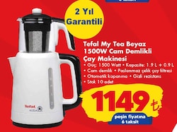 Tefal My Tea Beyaz 1500 W Cam Demlikli Çay Makinesi image