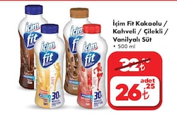 İçim Fit Kakaolu/Kahveli/Çilekli/Vanilyalı Süt 500 ml image