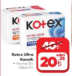 Kotex Ultra Kanatlı Normal 8'li/Gece 6'lı image