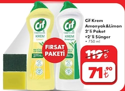 Cif Krem Amonyak&Limon 2'li Paket + 2'li Sünger 750 ml image