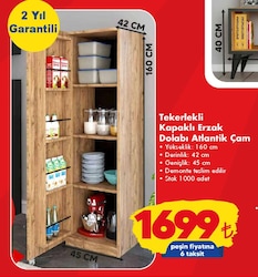 Tiamob Tekerlekli Kapaklı Erzak Dolabı Atlantik Çam image