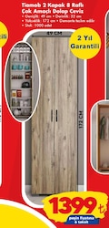Tiamob 2 Kapak 8 Raflı Çok Amaçlı Dolap Ceviz image