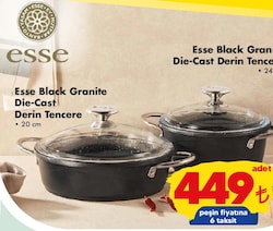 Esse Black Granite Die-Cast Derin Tencere 20 cm image