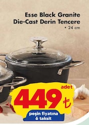 Esse Black Granite Die-Cast Derin Tencere 24 cm image