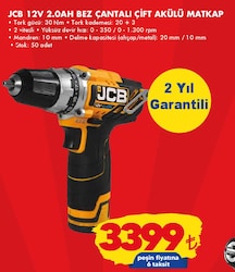 JCB 12V 2.0AH Bez Çantalı Çift Akülü Matkap image