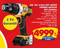JCB 18V 2.0AH Çift Akülü Darbeli Matkap Bez Çantalı image