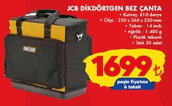 JCB Dikdörtgen Bez Çanta 220x360x330 mm image