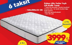 Palace Lüks Torba Yaylı Çift Kişilik Yatak 160x200x25 cm image