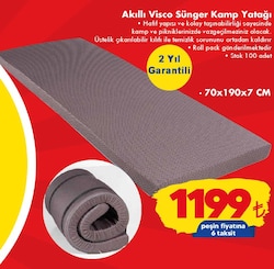 Akıllı Visco Sünger Kamp Yatağı 70x190x7 cm image