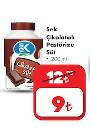 Sek Çikolatalı Pastörize Süt 200 ml image