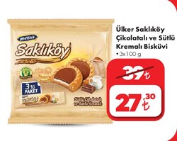 Ülker Saklıköy Çikolatalı ve Sütlü Kremalı Bisküvi 3x100 g image