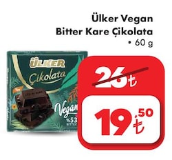 Ülker Vegan Bitter Kare Çİkolata 60 g image