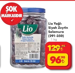 Lio Yağlı Siyah Zeytin Salamura 291-350 1 kg image