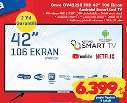 Onvo OV42250 FHD 42 inç 106 Ekran Android Smart Led Tv image