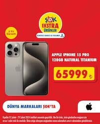 Şok Apple iPhone 15 Pro 128GB Natural Titanium