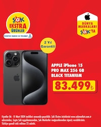 Şok Apple iPhone 15 Pro Max 256 gb Black Titannium 