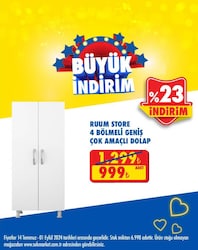 Ruum Store 4 Bölmeli Geniş Çok Amaçlı Dolap image