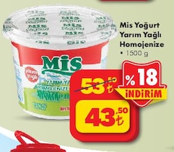 Mis Yoğurt Yarım Yağlı Homojenize 1500 g image