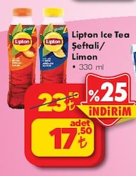 Lipton Ice Tea Şeftali/Limon 330 ml image