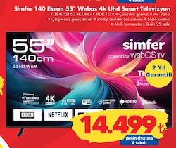 Simfer 140 Ekran 55 inç Webos 4K UHD Smart Televizyon image