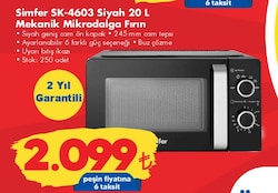 Simfer SK-4603 Siyah 20 l Mekanik Mikrodalga Fırın image