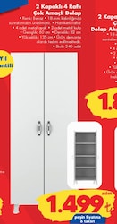 2 Kapaklı 4 Raflı Çok Amaçlı Dolap image