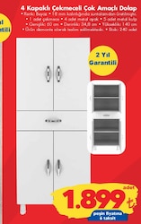 4 Kapaklı Çekmeceli Çok Amaçlı Dolap image