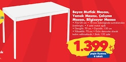 Beyaz Mutfak Masası/Yemek Masası/Çalışma Masası /Bilgisayar Masası image