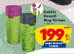 Kaktüs Desenli Mug Termos 380 ml image