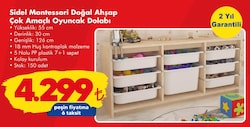 Sidel Montessori Doğal Ahşap Çok Amaçlı Oyuncak Dolabı image