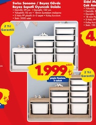 Swiss Sonomo / Beyaz Gövde Beyaz Sepetli Oyuncak Dolabı image