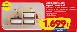 Cloud Montessori Sepetli Duvar Rafı image