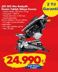 JCB 305 Mm Radyallı Üssten Tablalı Gönye Kesme image