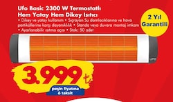 Ufo Basic 2300 W Termostatlı Hem Yatay Hem Dikey Isıtıcı image