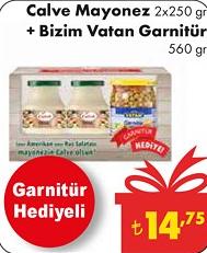 Calve Mayonez 2x250 gr + Bizim Vatan Garnitür 560 gr image