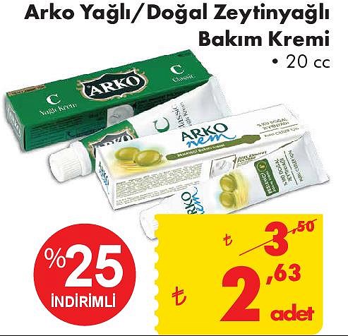 Arko Yağlı/Doğal Zeytinyağlı Bakım Kremi 20 cc image