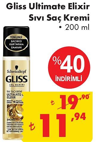 Gliss Ultimate Elixir Sıvı Saç Kremi 200 ml image