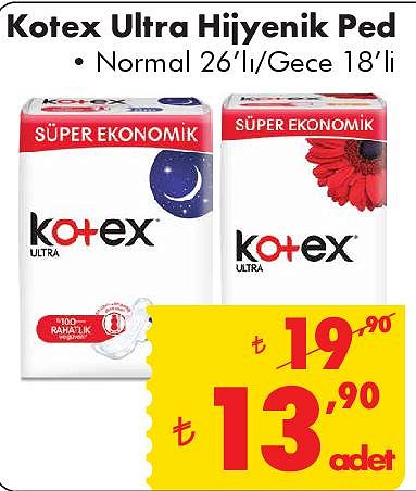 Kotex Ultra Hijyenik Ped Normal 26'lı/Gece 18'li image