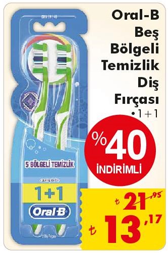 Oral-B Beş Bölmeli Temizlik Diş Fırçası 1+1 image