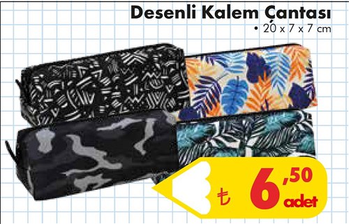Desenli Kalem Çantası 20x7x7 cm image